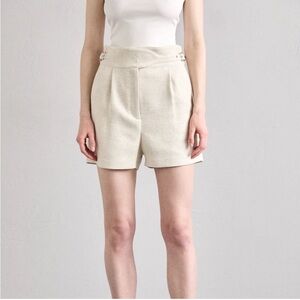 NWT IRO Paris Guna Tweed Linen blend Wrap High Waist Buckle Shorts 40 8